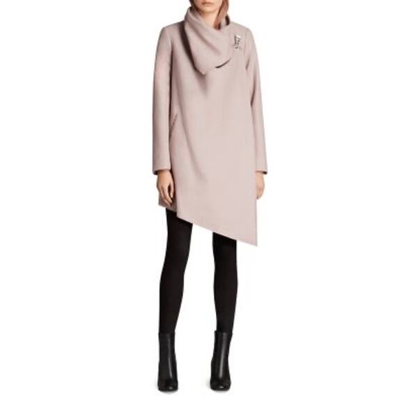 ALLSAINTS City Monument Coat in Taupe Size 0 $599 retail wool asymmetrical - Picture 1 of 11